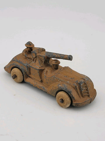 Rare Set Of 3 Antique 1930's Barclay Manoil Armored Cars & Anti-Tank Gun Cars.
