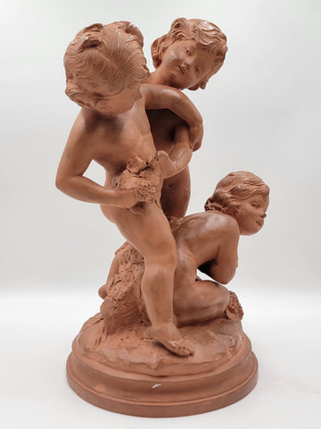 French Terracotta Group of Cherubs After Clodion Bacchanal (1738–1814). 19 Inch.