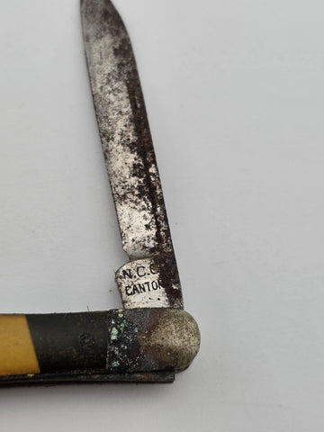 Rare Antique WW1 N.C. Co Canton Ohio Pocket Knife Used By Wm R Jackson, Texas