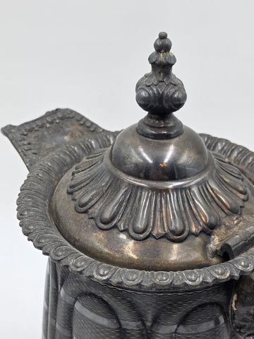 Antique 19th C Meriden Water Pitcher Decanter Bold Ornate Silver Plate Lrg Heavy