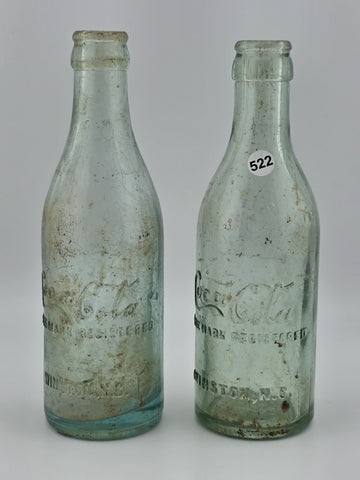 Rare Pair Antique 1900-1915 Embossed Coca-Cola Bottles Winston NC Aqua Glass