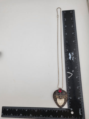 Sterling Silver Bali Goddess Moon Face Ruby Butterfly Pendant, Ring, Necklace