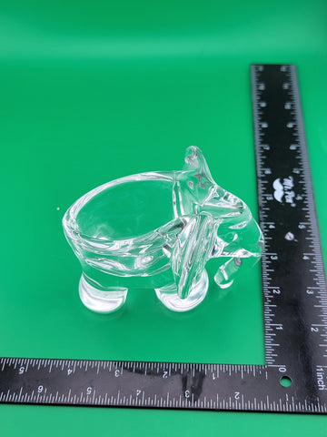 Vtg 1950s Art Vannes France Clear Crystal Elephant Pipe Holder-Marked on Base
