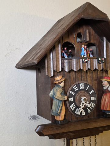 Vtg German Cuckoo Clock Regula 25 Thorens Edelweiss Music Dancing Figures. Read.