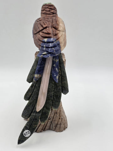 Vintage Hand Carved Macaw Bird Sculpture Rock Agate Crystal Stone Mineral Stone