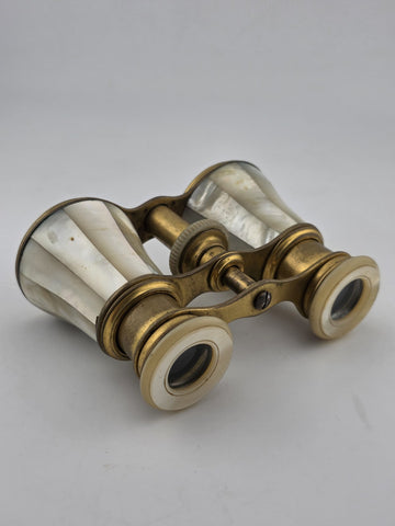 Antique French Victorian 1880–1910 Mother of Pearl Opera Glasses Brass Binocular