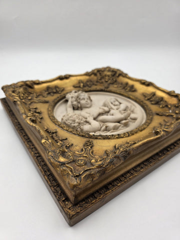 Rare Antique 19th C Enrico Braga Tondo Relief Plaque with Perfugium Regibus Coin