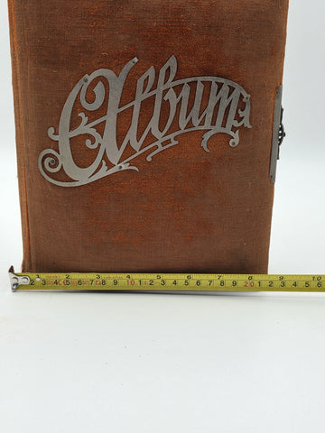 ANTIQUE 19TH C VICTORIAN ORANGE VELVET CABINET PHOTO FAMILY ALBUM. FULL PICTURES