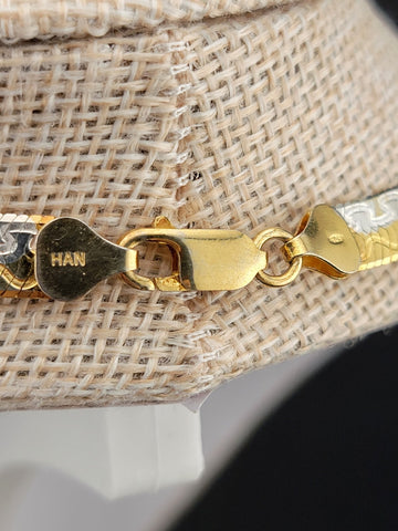 HAN Gold Vermeil over Sterling 925 Silver Italy 30 Inch Necklace. Double Sided.