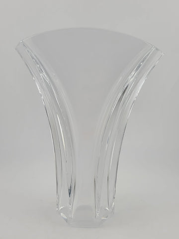 Vintage Baccarat France GINKGO Fan Sparkly Crystal Flower Bud Vase Signed 7”