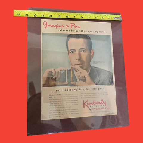 1948 Humphrey Bogart Kimberly Pockett Eversharp Pen- Vintage Ad. Original