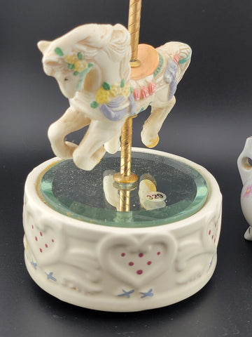 Set Of 2 Miniature Home Decor Items.  Music Box And Oil Lamp