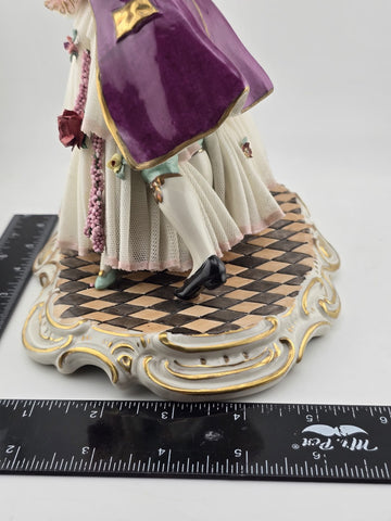 Unterweissbach Dresden Lace Dancing Couple Figurine Large German Porcelain