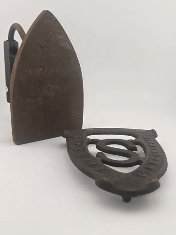 Antique Sad Cast Iron Door Stop St Louis Handle
