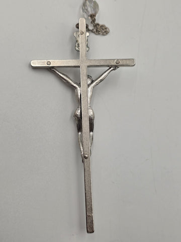 Vintage Italian 51" Ceremonial Catholic Rosary stal Beads Large Crucifix