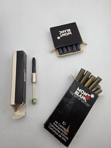 Lot Of Mont Blanc Vintage Inkwell & Ink Cartridge W Original Mont Blanc Box