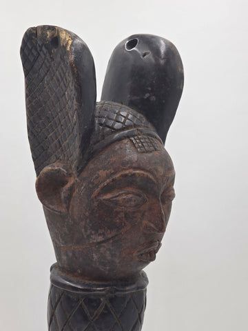 Rare Antique Authentic Mid Century Yoruba Headdress / Helmet Crest Nigeria 19 In