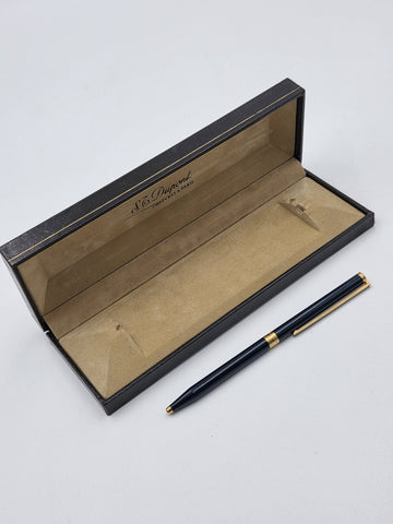 Vintage S.T. Dupont Montparnasse Slim Black Lacquer & Gold-Plated Ballpoint Pen.