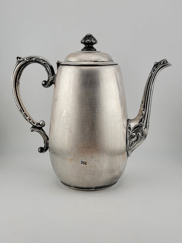 Antique Wm. Rogers & Son "Spring Flower" Silver Plated Tea/Coffee Pot.