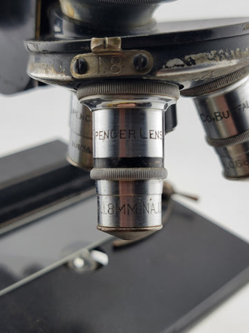 Large Vintage/Antique Spencer Buffalo USA Microscope W/Case & Multiple Parts