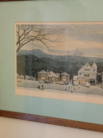Rare Hand Signed Norman Rockwell "Stockbridge, Main Street At Christmas" 1967.