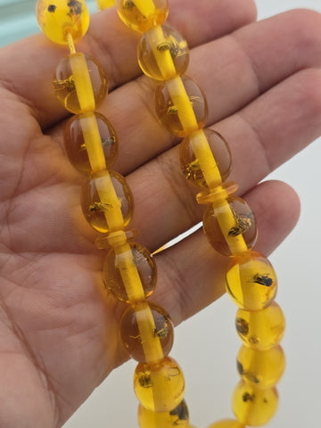 Vintage 33 Beaded Amber Islamic Prayer Beads Misbaha Tasbih Large Cognac.