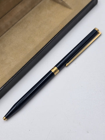 Vintage S.T. Dupont Montparnasse Slim Black Lacquer & Gold-Plated Ballpoint Pen.