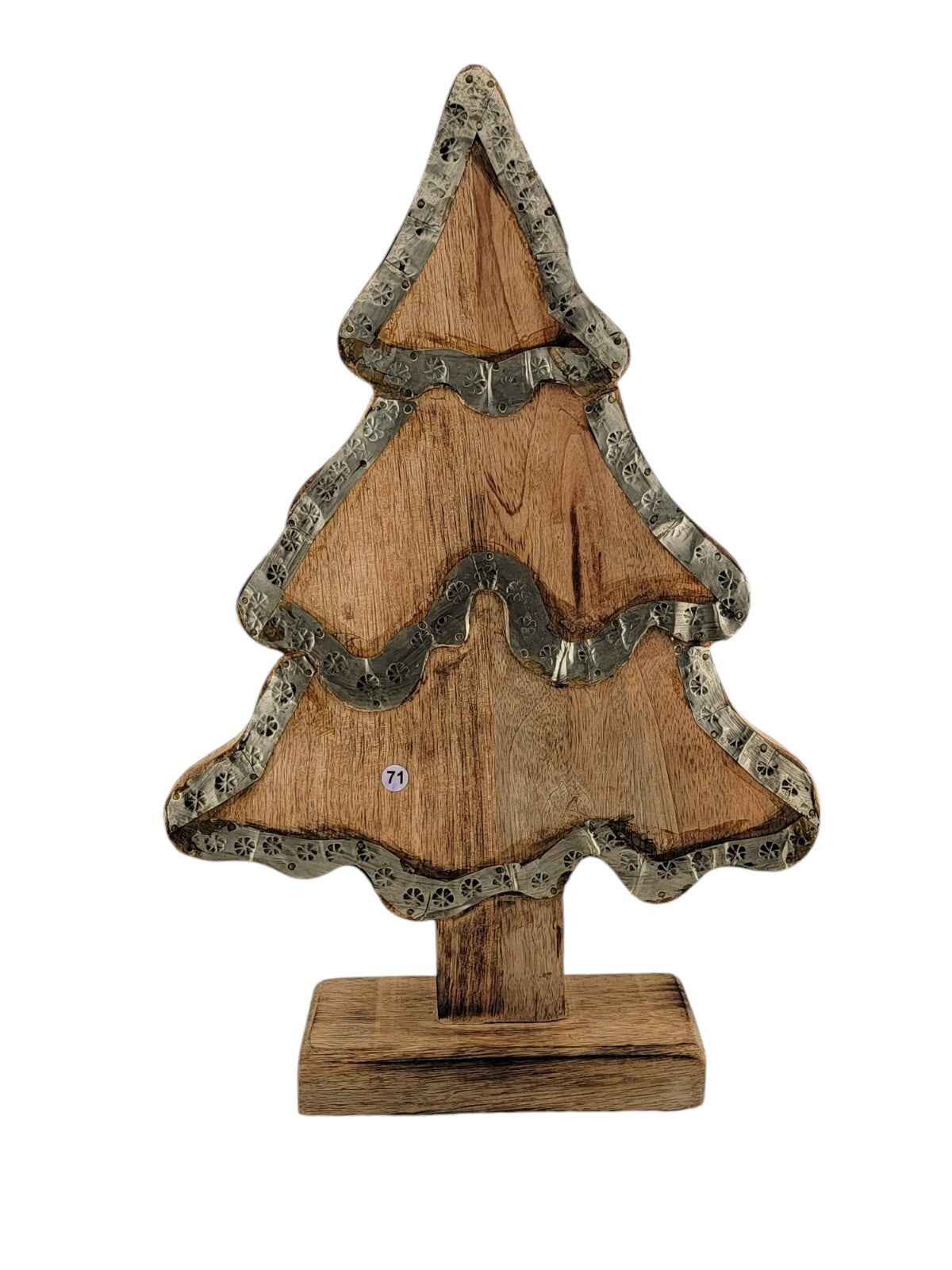 Vintage Table Top Wood Carved Christmas Tree. Solid Wood. 15 In Tall X 10In Wide