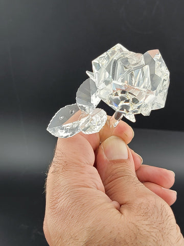 Beautiful Vintage Swarovski Crystal Rose Figurine Retired Design Marked.
