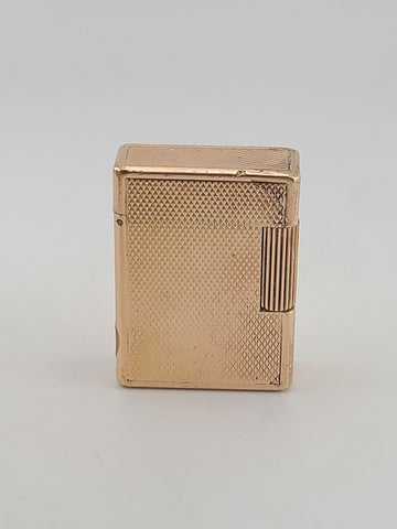 Vintage Small S.T. Dupont Paris Ligne 1 Mesh Pattern Gold Plated Gas Lighter.