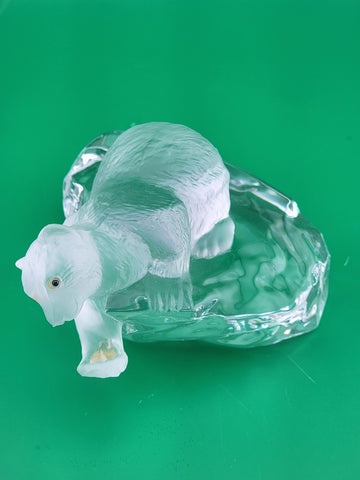 Faberge Crystal Polar Bear Signed Igor Carl Faberge Made in France. Missing Fish