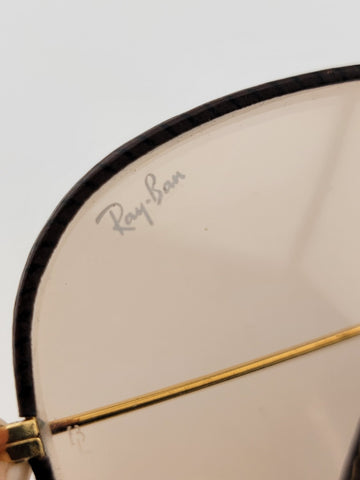 RARE VINTAGE RAY BAN LEATHERS AVIATOR TOBACCO LEATHER 58' B&L SUNGLASSES