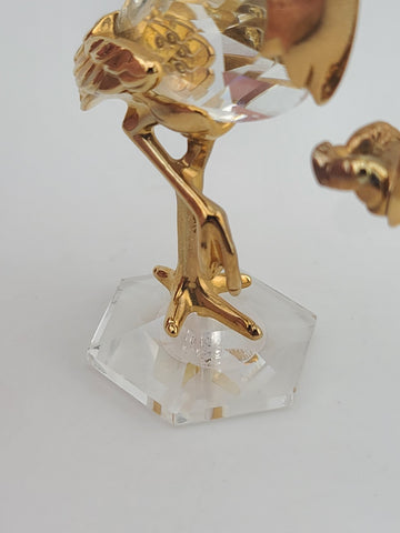 Rare Swarovski Crystal Stork Baby Figurine Gold Tone New Arrival Maternity Gift