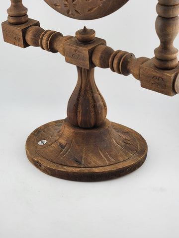 Vintage Wood Vanity Mirror Carved Swivel Round Gothic Witch Style