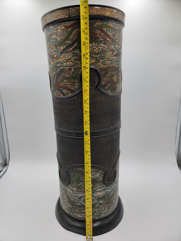 Antique Japan Meiji Era C 1880's Enameled Bronze /Cloisonné Umbrella/Stick Stand