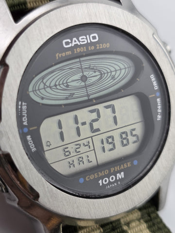 Rare Mint Casio Cosmo Phase CGW-500 Module 830 Vintage 1985 Orbit Digital Watch