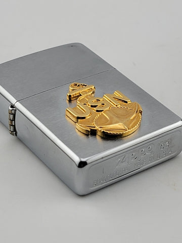 Rare 2003 Unfired Sealed Zippo Lighter Bradford Pa Usa Usn Us Navy Silver Tone