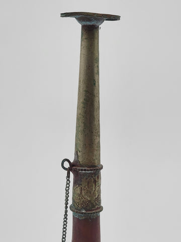 Rare 19th C Antique OOK Tibetan Buddhist Monastery Copper DungChen Instrument.