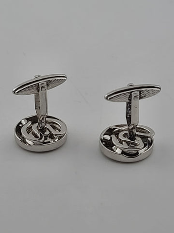 Vintage 1980's Alfred Dunhill Sterling Silver Seashell Round Cufflinks England.