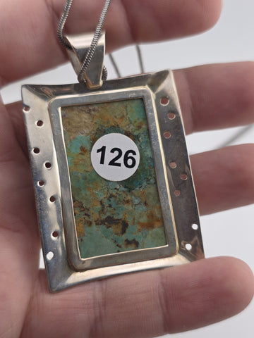 Vtg Jay King DTR Sterling Graduated Turquoise Pendant W 925 Sterling Necklace.