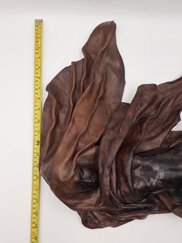 One Of A Kind XL Signed Costa Rican Hand Sculpted Leather Wall Relief Woman 1970