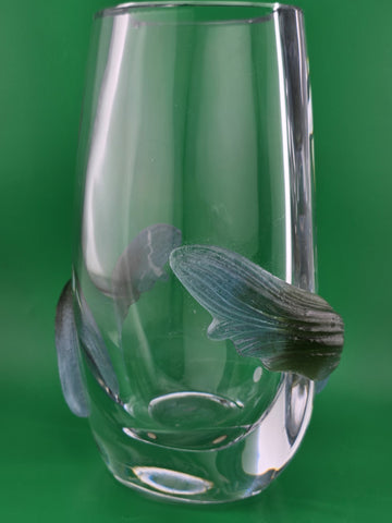 Gorgeous Vintage DAUM France Florilege 8 3/4" x 6 3/4" Heavy Crystal Vase 1980s