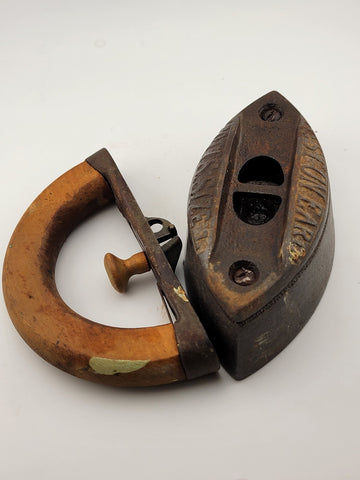 Rare Antique Mrs. Potts No. 1 Sad Iron with Removable Wood Handle. Complete.
