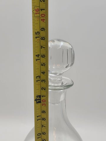 Rare Vintage Flamant France XL Crystal Decanter Ribbed Cut Glass w Stopper 15”