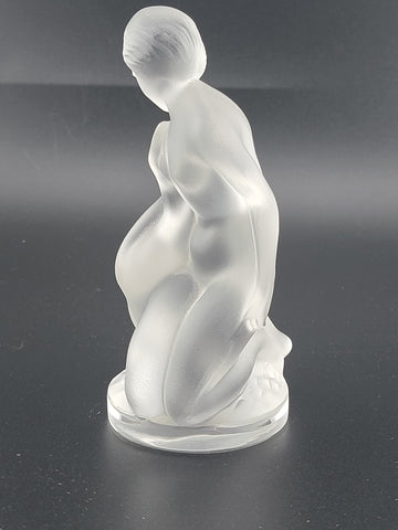 Vintage Lalique Crystal France Leda Nude Woman & the Swan Frosted Style 11905