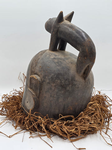 Authentic African Suku Tribal Helmet Mask Animal Totem – Congo Handcarved Wood