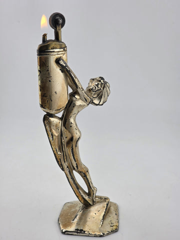 Ultra Rare Antique 1912 Art Deco Weidlich Brothers silver plated desk lighter