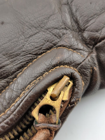 Original WW2 U.S. Navy Aviation Brown Leather Gunner's 3 Finger Gloves/Mittens