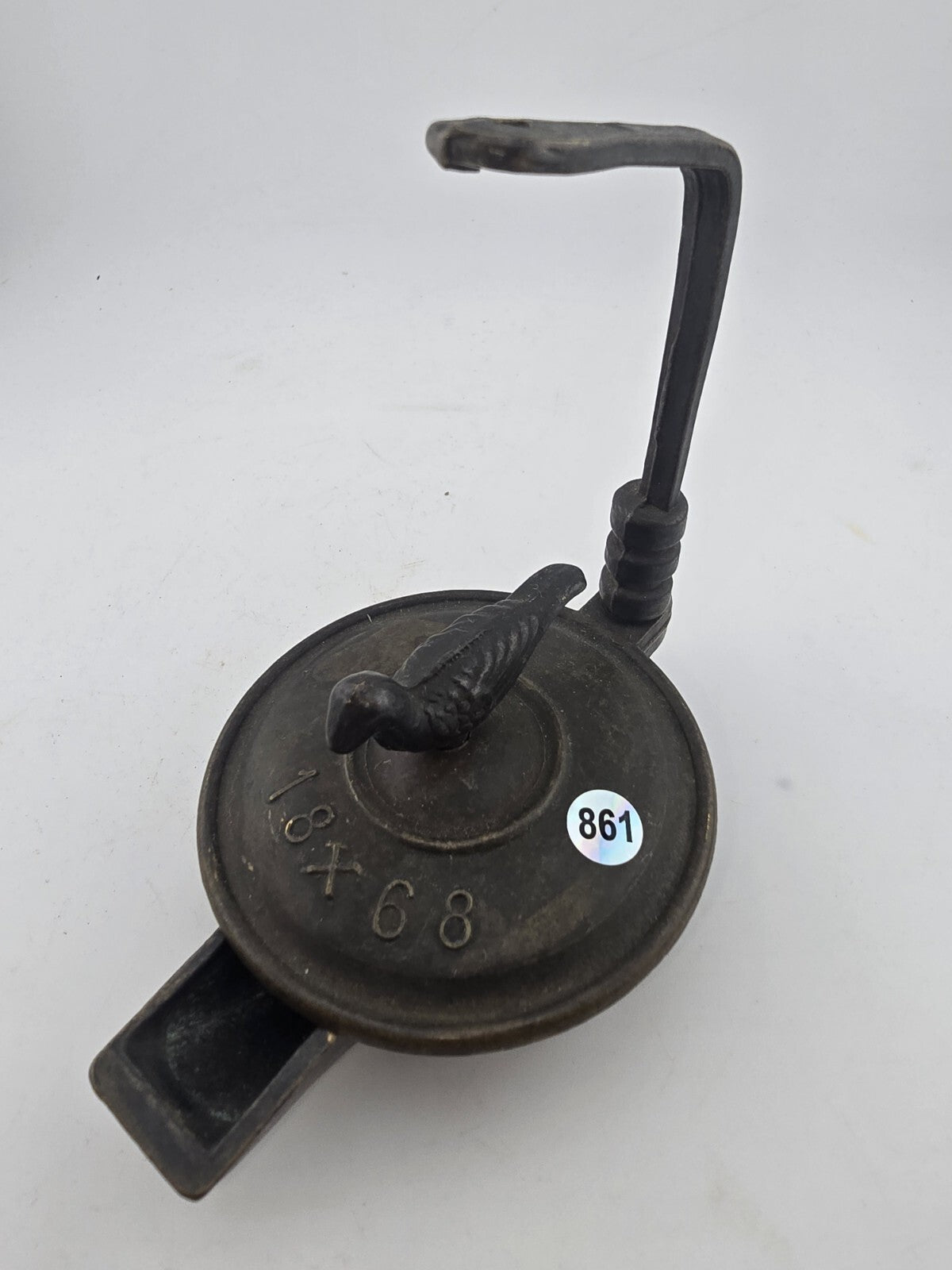 Antique 19 Century Grand Tour Roman Bronze Oil Lamp, Dated 1868. Missing Hook