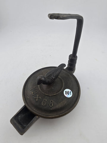 Antique 19 Century Grand Tour Roman Bronze Oil Lamp, Dated 1868. Missing Hook